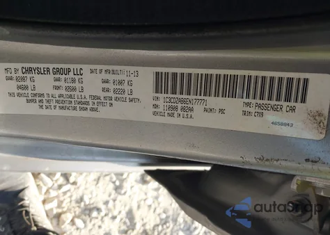 2014 Dodge Avenger Se из США, поврежденный, VIN 1C3CDZAB6EN177771